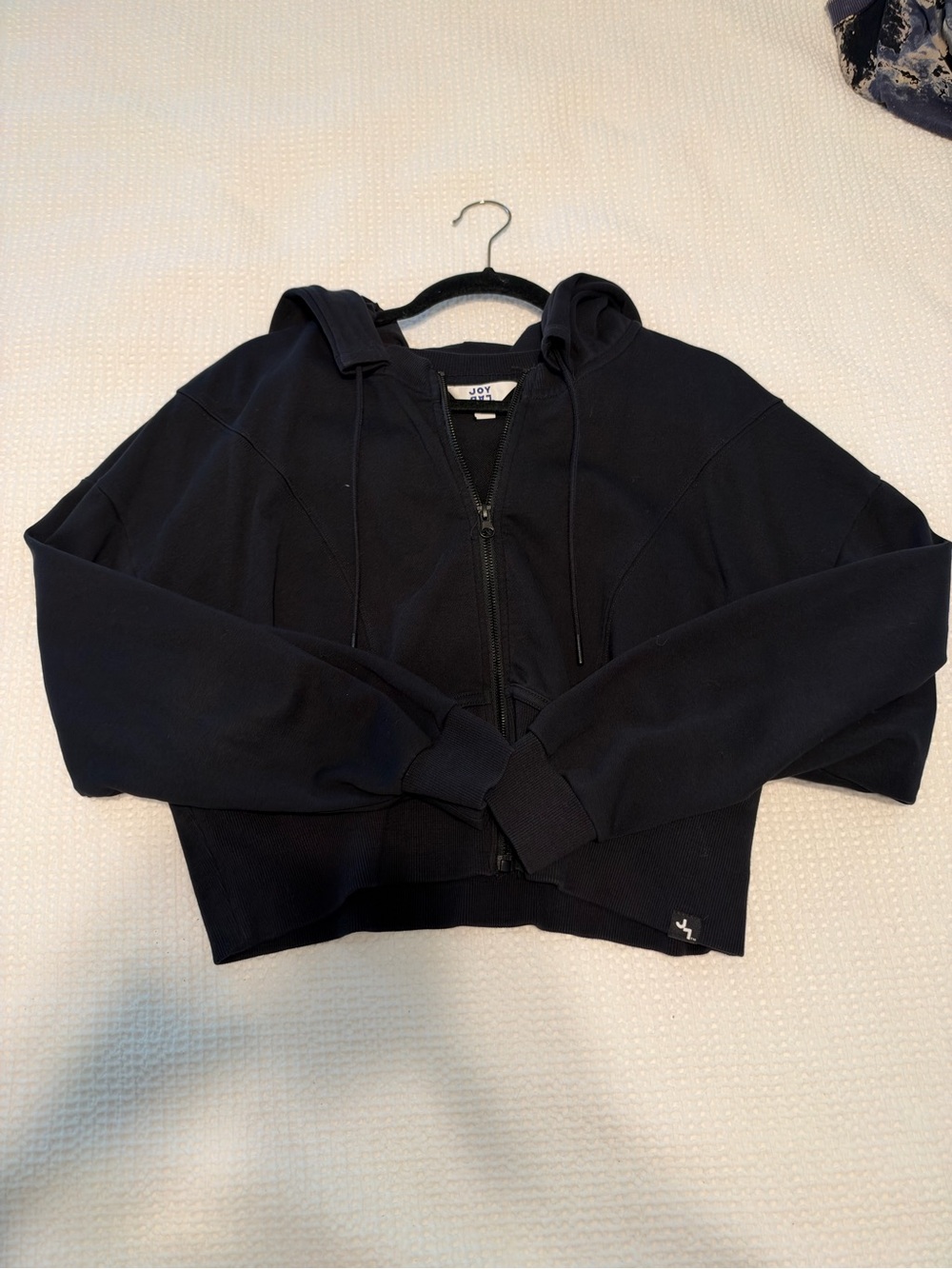 JoyLab Black Cropped Zip Hoodie